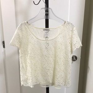 Aritzia Talula Cream Lace Top with Slip Shirt